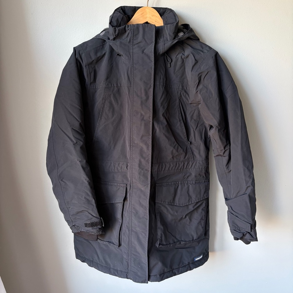 Lands End Coat Womens Squall Parka XS 2-4 Black Waterproof Fleece Hood Insulated